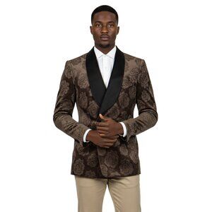 Empire™ Rust Floral Shawl Collar Blazer – Hybrid Fit – NWT